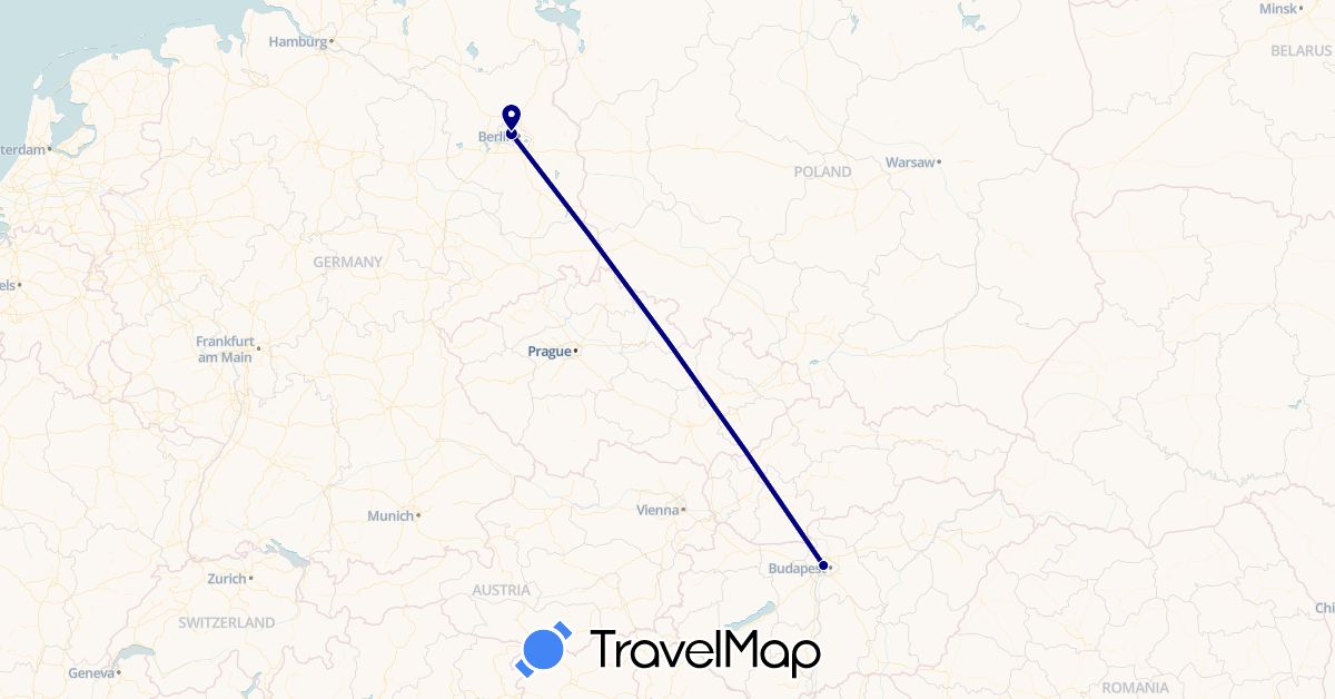 TravelMap itinerary: driving in Germany, Hungary (Europe)